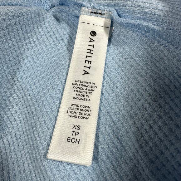 Athleta Wind Down Sleep Shorts Waffle Knit Light Blue Women's Size XS NWT - Picture 5 of 11